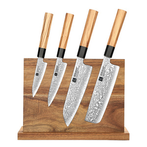 XINZUO Ultra Sharp Damascus Steel Kitchen Knife Set Sharp Chef Knives with Wooden Magnetic Holder Gift Box